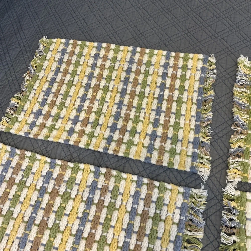 Pier 1 Imports Set of 4 Cotton‎ Woven Plaid Placemats Multi Color Linens